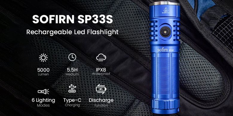 Ліхтар Sofirn SP33S XHP70.2 5000lm 5000k 26650 з функцією Power Bank