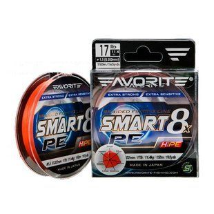 Шнур Favorite Smart PE 8x 150м (red orange) #0.5/0.117mm 8lb/4.1kg