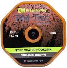 Поводковый материал RidgeMonkey RM-Tec Stiff Coated Hooklink Organic Brown 25lb 20м