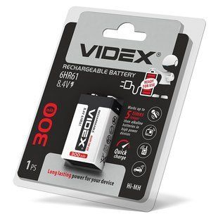 Акумулятори Крона Videx 6HR61 300mAh blister/1шт