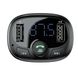 Автомобільний зарядний пристрій з FM-модулятором Baseus T typed Bluetooth MP3 charger with car holder（Standard edition）Black