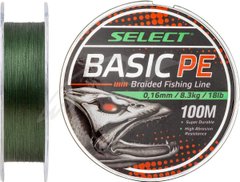 Шнур Select Basic PE 100m (темн-зел.) 0.16mm 18LB/8.3kg