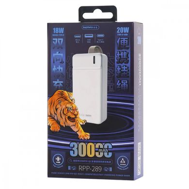 Портативное зарядное устройство Power Bank REMAX Pure Series PD20W+QC18W Multi-compatible Fast Charging Power Bank 30000Mah RPP-289 White