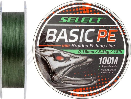 Шнур Select Basic PE 100m (темн-зел.) 0.16mm 18LB/8.3kg