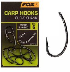 Карповые крючки Fox Carp Hooks - Curve Shank - size 6  (10шт)
