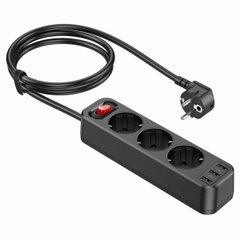 Сетевое зарядное устройство HOCO NS2 3-position extension cord socket(including 3*USB output) Black