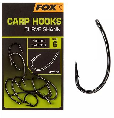 Крючки Fox Carp Hooks - Curve Shank - size 6  (10шт)