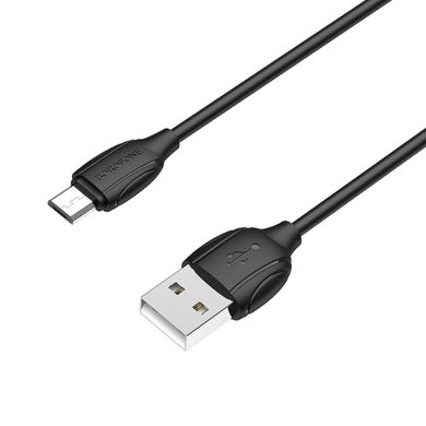Кабель USB Borofone BX19 USB TO MICRO 2.4A, 1M, PVC, TPE CONNECTORS, BLACK