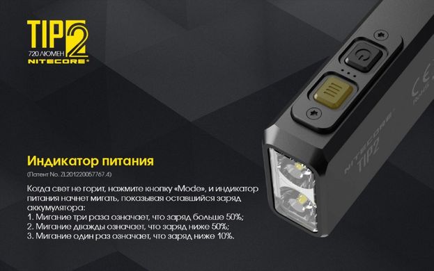 Фонарь Nitecore TIP 2 CREE XP-G3 S3 LED, 720 Lm