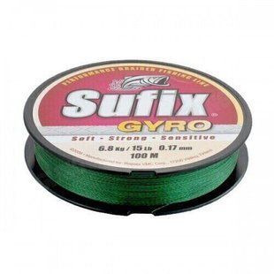 ШНУР SUFIX GYRO BRAID 100M 0.21MM 11.9kg. 15Lb DEEP GREEN